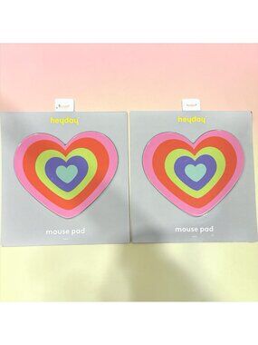 Set of 2 Heart-Shaped Heyday Mouse Pads with Multicolor Design